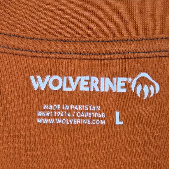Wolverine Men's Rust Orange Pocket T-Shirt Large Outdoor‎ Workwear Streetwear - Picture 3 of 7
